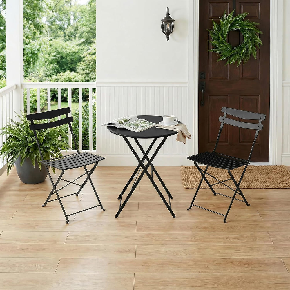 GarveeLife 3 Piece Patio Bistro Set, Patio Furniture Set, Black