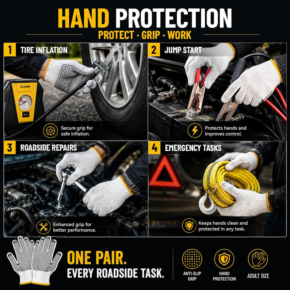 Car Emergency Safety Kit Bag with Portable Air Compressor for Vehicles