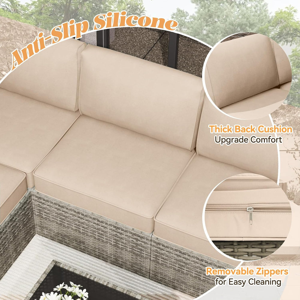 Patio Cushions for Outdoor Furniture,Water-Resistant Outdoor Cushions for 6 S...