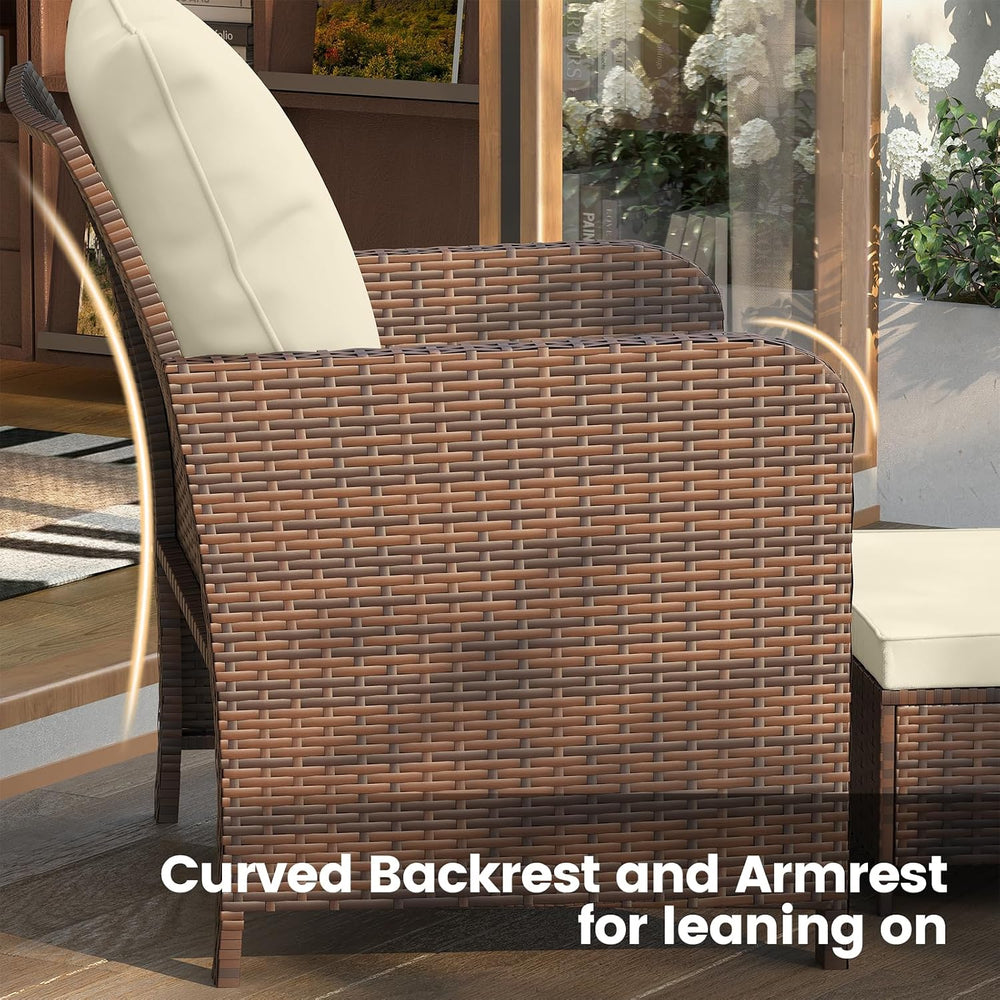 UDPATIO Balcony Furniture, Space-Saving Patio Chairs with Ottoman