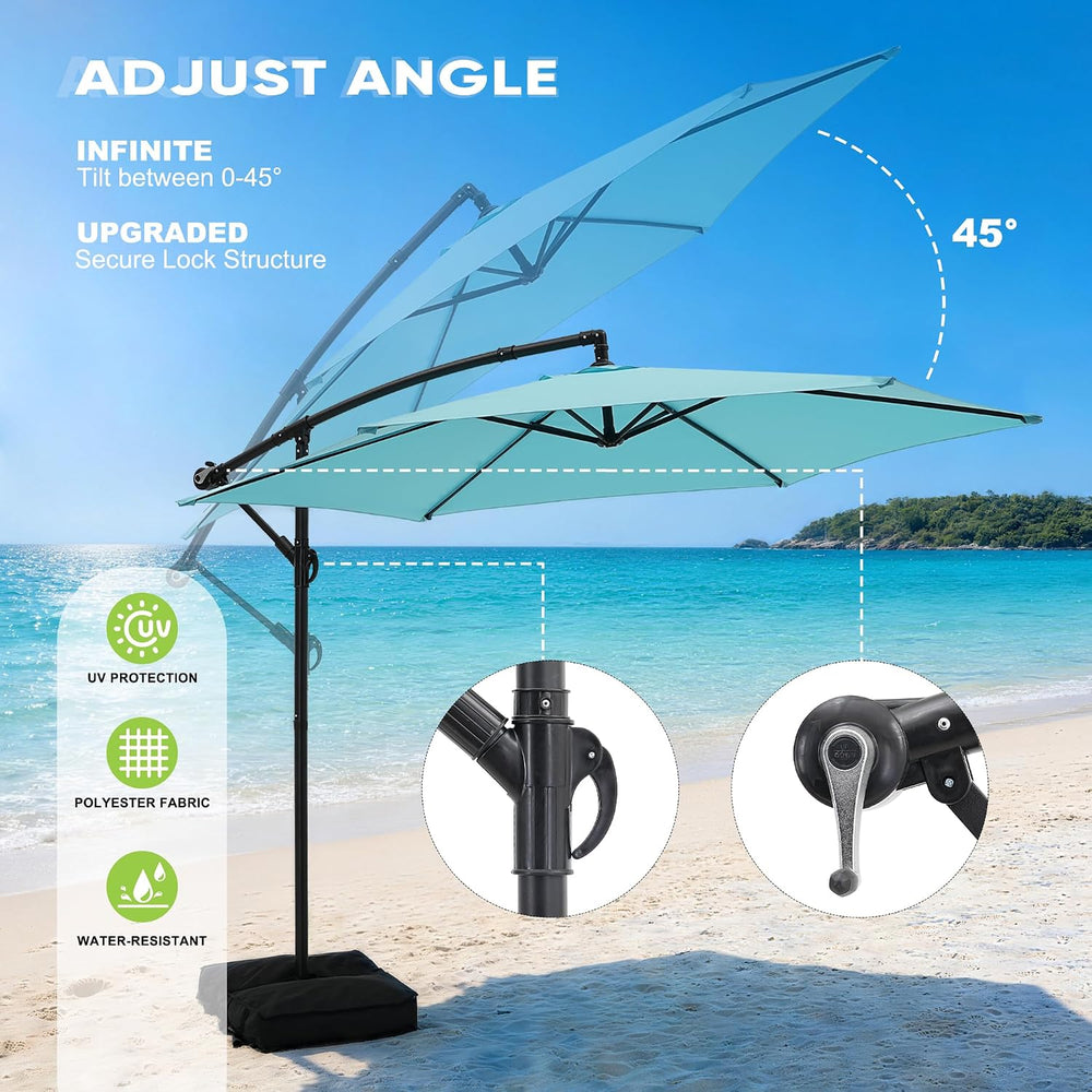 10FT Cantilever Offset Patio Outdoor Umbrella with Base Included