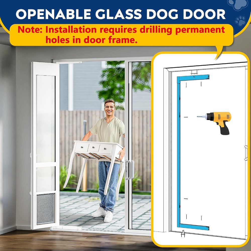 Large Dog Door for Sliding Glass Door, Openable Doggy Door for Sliding Glass ...