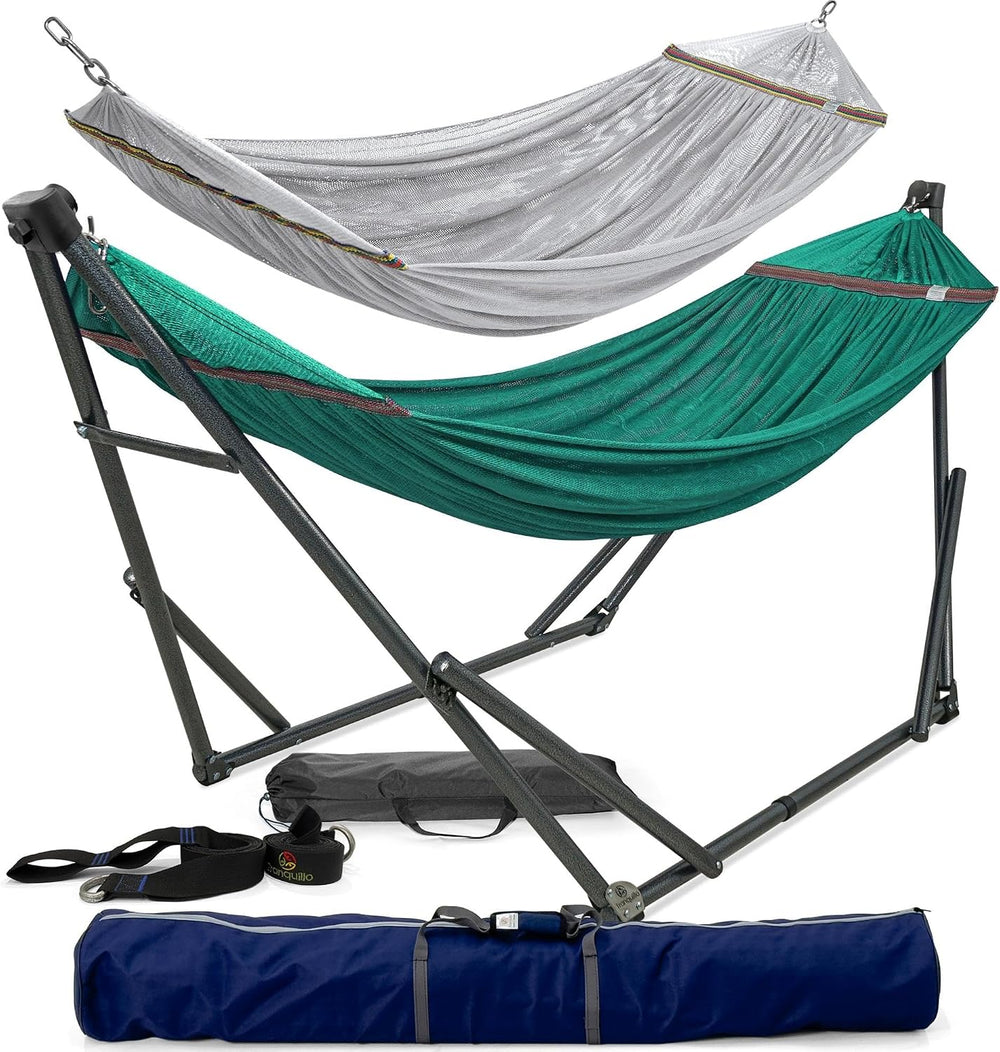 Tranquillo Combo - Adjustable Foldable Hammock with Stand, Peacock