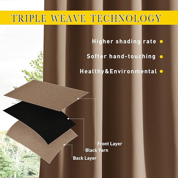 NICETOWN 2 Panels Outdoor Curtains for Patio Waterproof Top & Bottom Grom...
