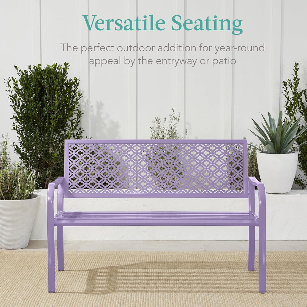 Best Choice Products Outdoor Bench 2-Person Metal Steel Benches Furniture for...