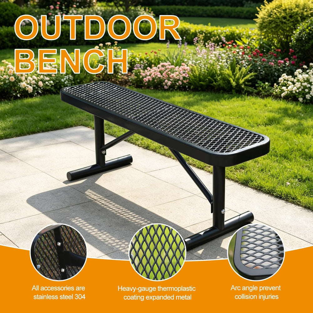 Yaluvantek Outdoor Furniture Expanded Metal Bench, Heavy-Duty Park Steel Benc...