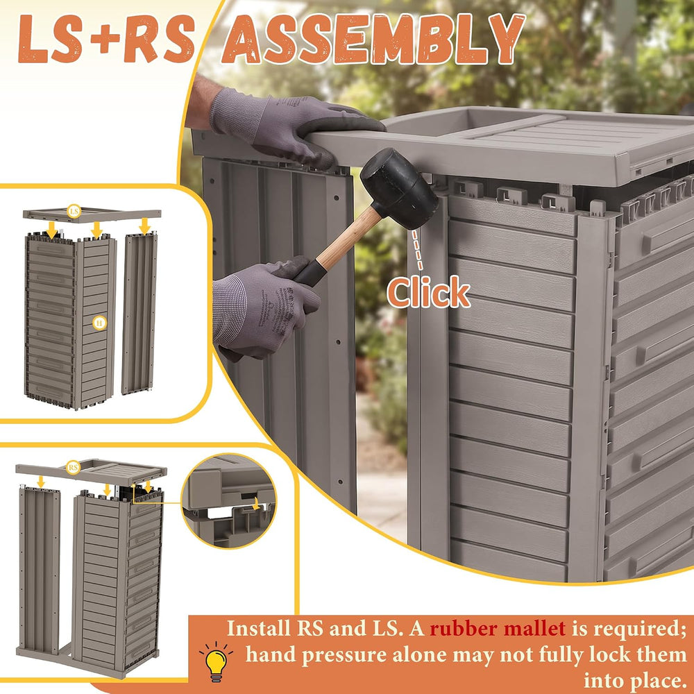 80 Gallon Outdoor Storage Bench, Grey Stripe