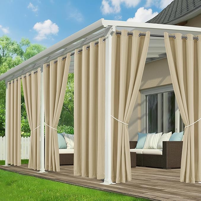 Outdoor Curtains for Patio Waterproof - 6 Panels Privacy Weatherproof Outside...
