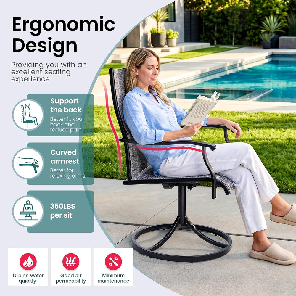 Pamapic 7 Piece Outdoor Dining Set, All Weather Patio Table and Chairs Set, 6...