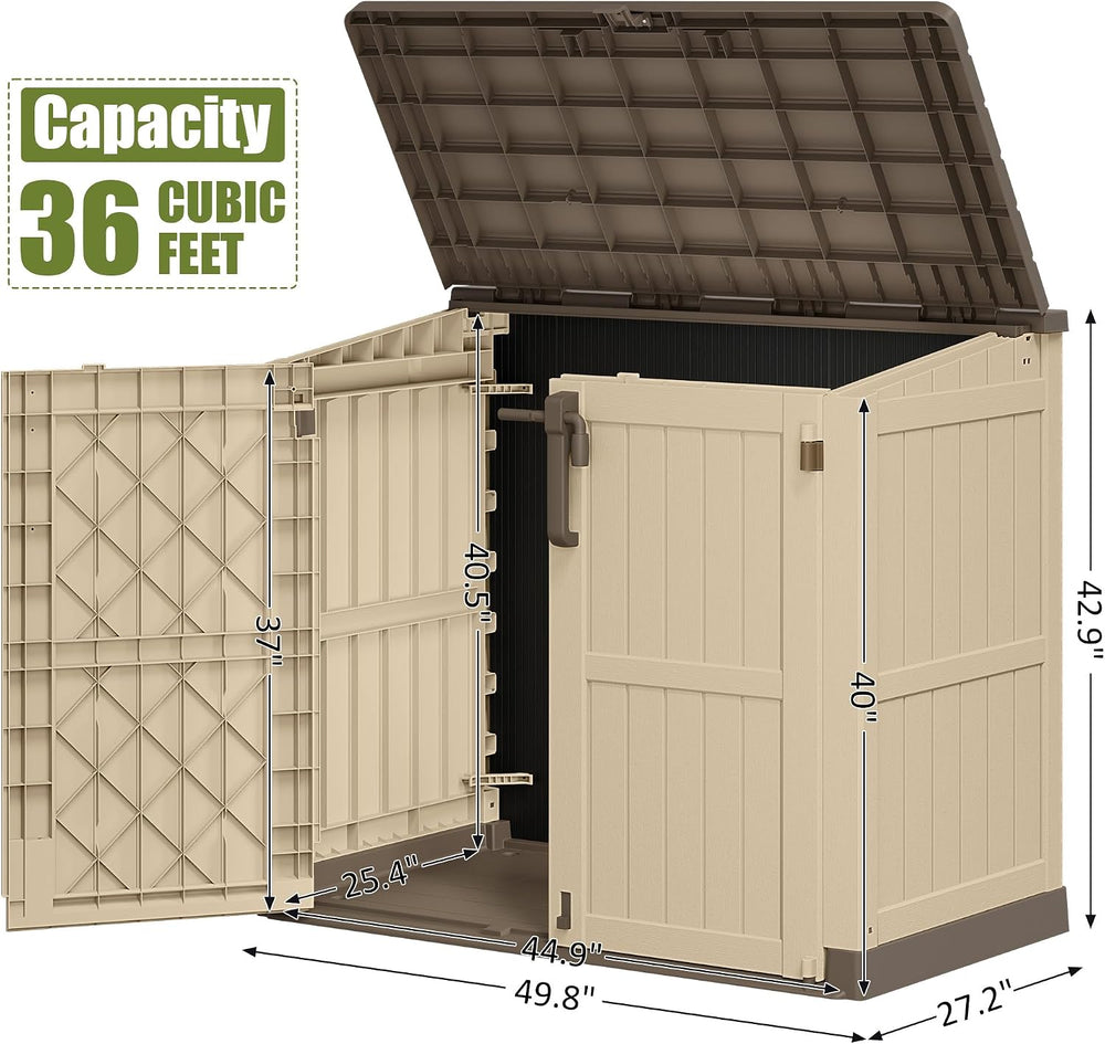LHBcraft Waterproof Outdoor Storage Box 36 Cu Ft with Lockable Doors, Portabl...