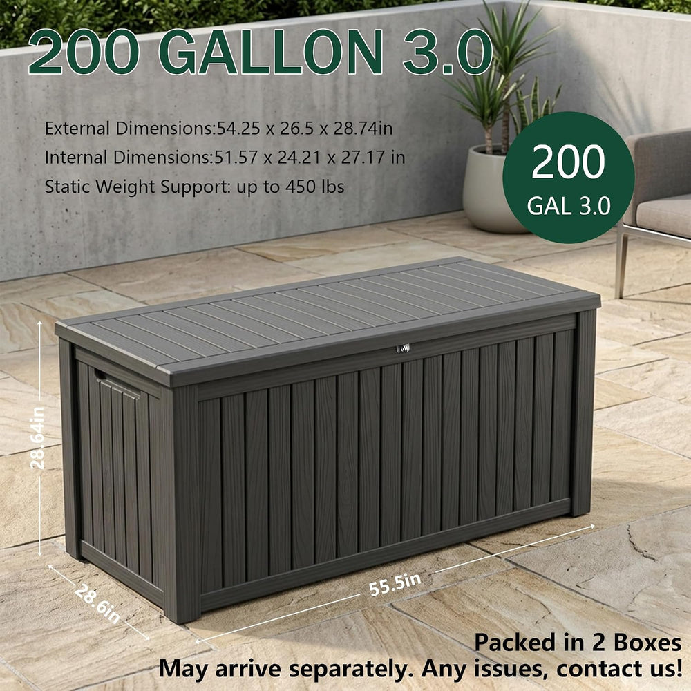 Outdoor Storage Box,200 Gallon Waterproof Deck Box [Upgraded 3.0]