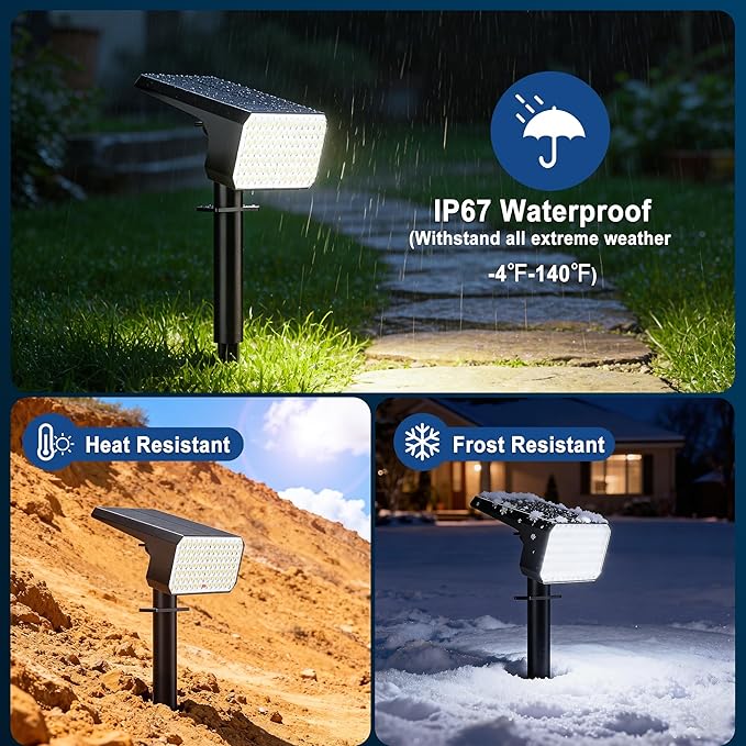LANSOW 12 Pack Solar Spot Lights Outdoor Waterproof IP67, (90 LED/4 Modes) So...