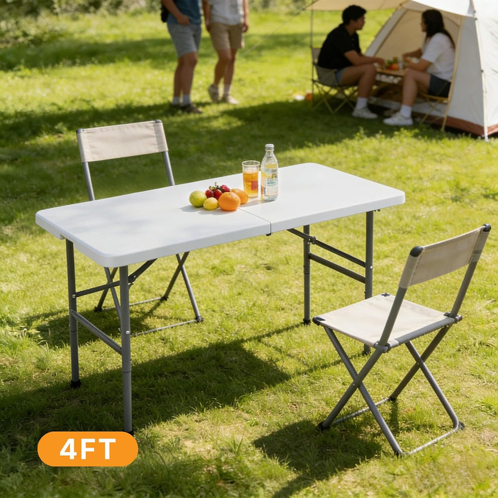 NEWBULIG 4 FT Foldable Table, Heavy Duty Folding Table Easy to Fold Store