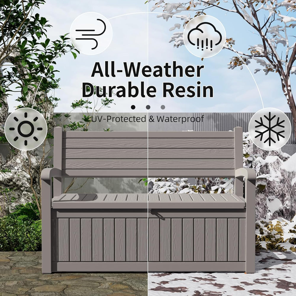 80 Gallon Outdoor Storage Bench, Grey Stripe