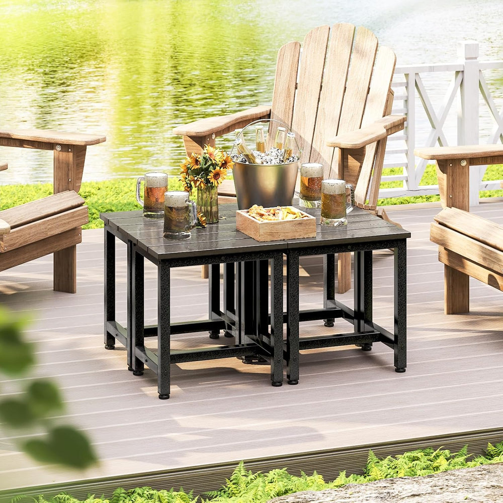 ODK Outdoor Side Tables Set of 2, Adirondack Patio End Table with Weather-Res...
