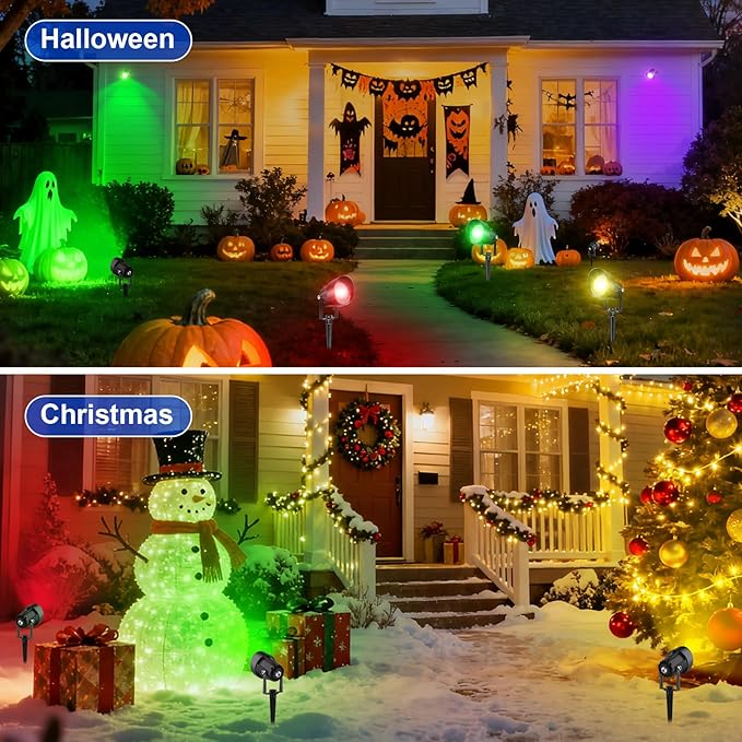 RGB Color Changing Spotlights Outdoor, LED Landscape Lighting with Remote/APP...