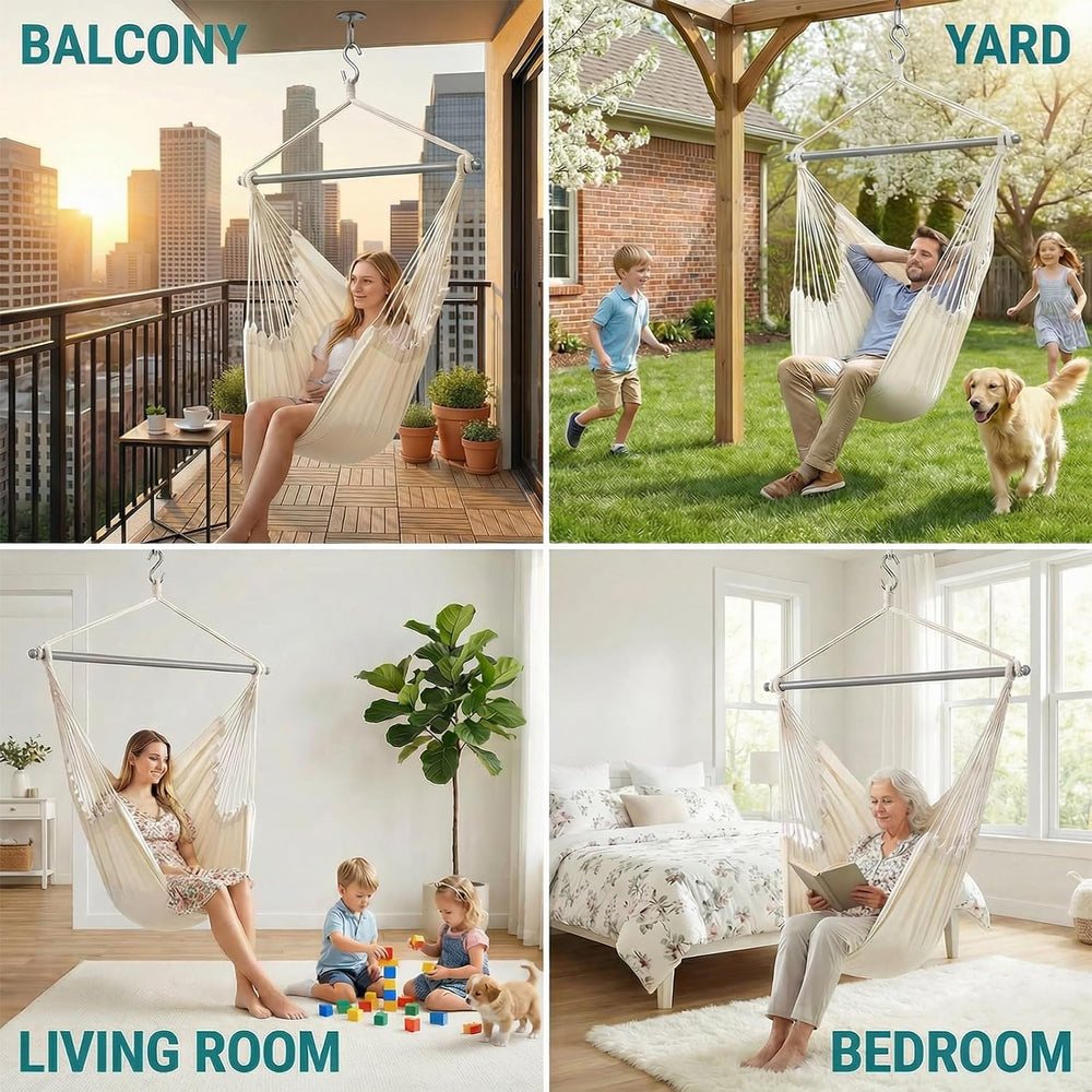ADVOKAIR Hammock Chair Swing, Heavy-Duty Hanging Rope Swing Seat Supports 500...