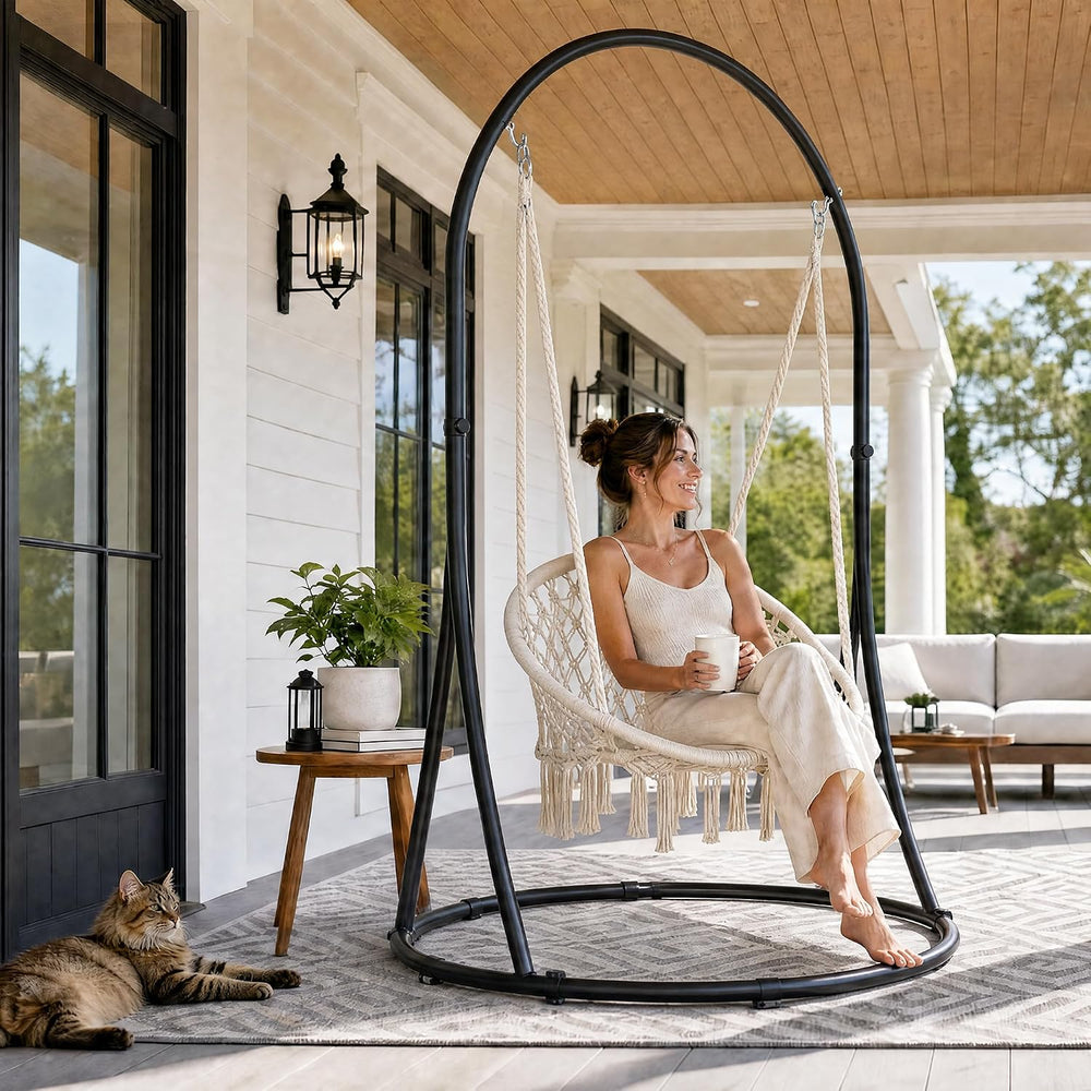 Hammock Chair with Stand Included, Heavy Duty Hanging Chair with Stand, 330 l...