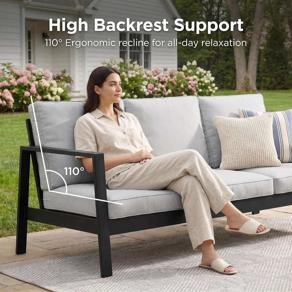 Wisteria Lane Aluminum Outdoor Couch, Patio Sofa with 5" Thick Cushions