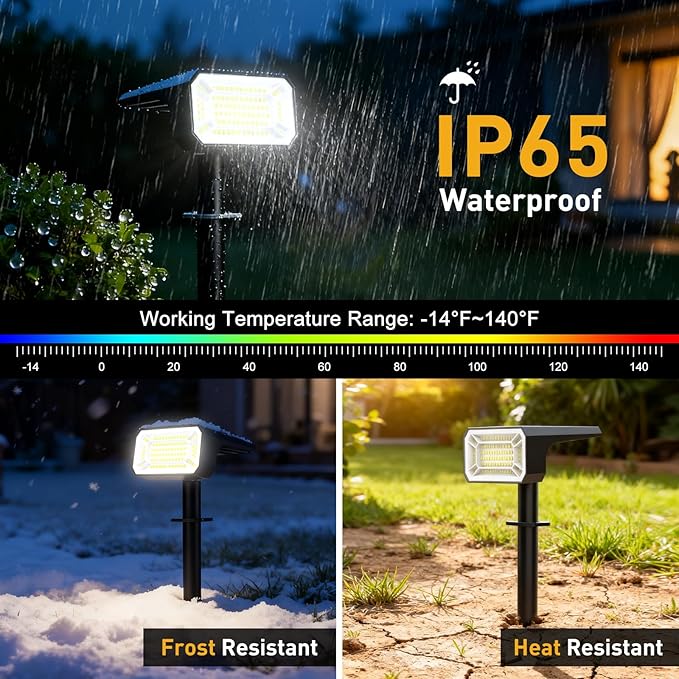 Solar Spot Lights Outdoor Waterproof IP65, [4 Pack/100 LED/4 Modes] 2-in-1 So...