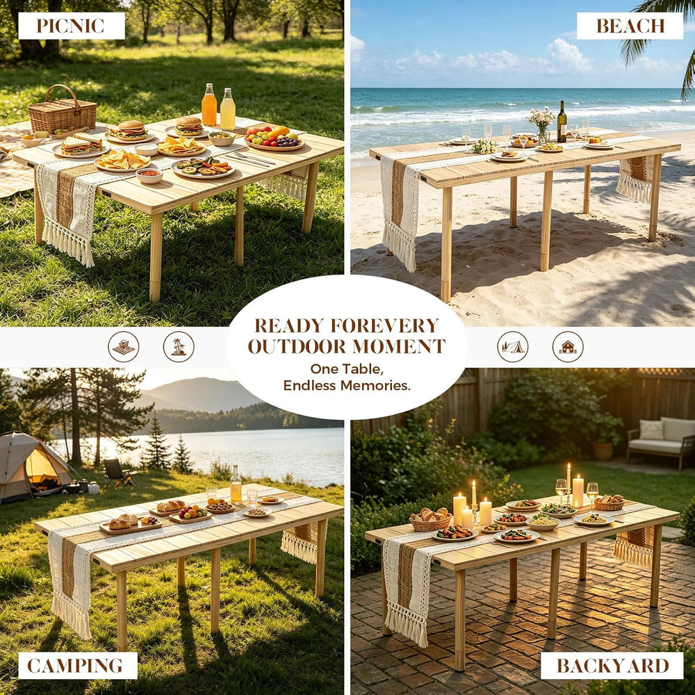 44" x 22" Low Picnic Table, Foldable Solid Wood Structure