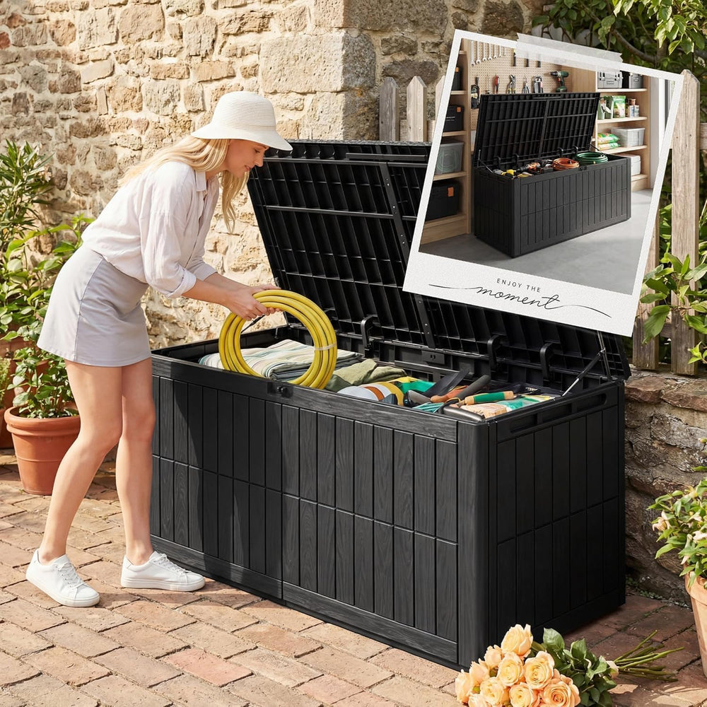 UDPATIO 120 Gallon Lockable Deck Box Outdoor Storage Box Waterproof Indoor Ou...