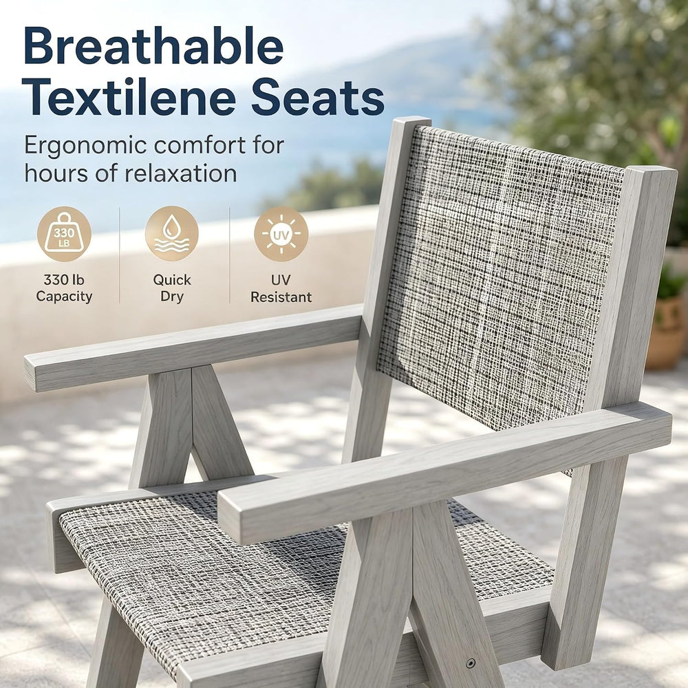 Outdoor Dining Table Set, 7 Piece HDPE Patio Set with Aluminum Dining Table &...