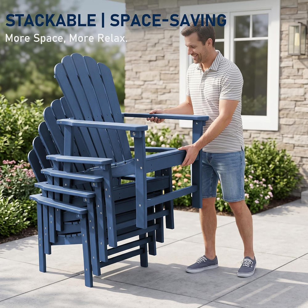 Oversized Stackable Adirondack Chair, HDPE All-Weather Fire Pit Chair