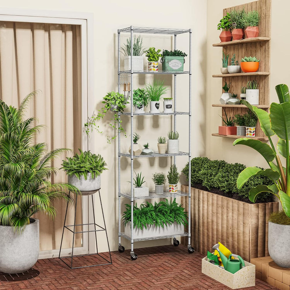 Homdox 6-Tier Storage Shelf Wire Shelving Unit Free Standing Rack Organizatio...