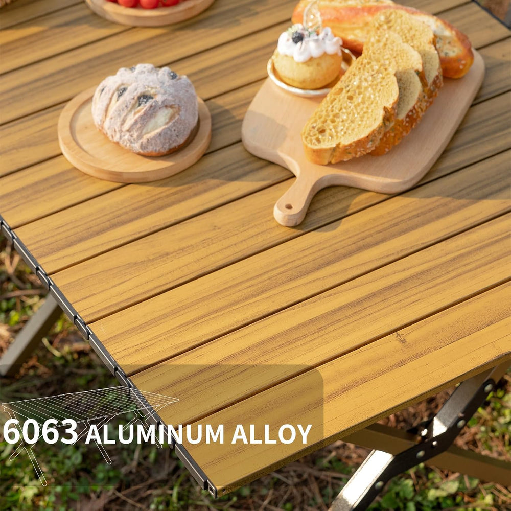 Whitsunday Folding Camping Table Aluminum Portable Roll-Up Picnic Table 4-6 P...