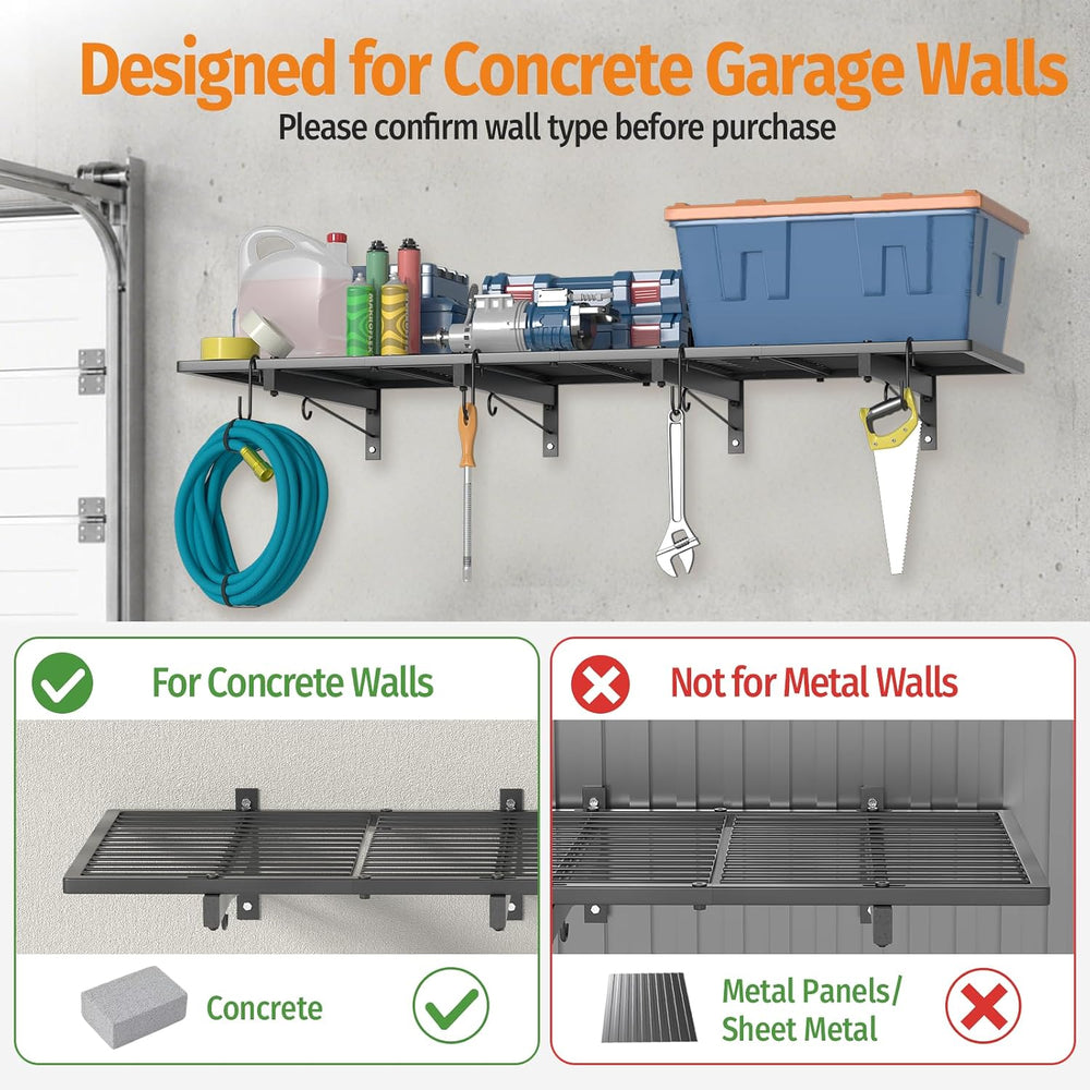 Garage Wall Shelving 2 Pack, 47 x 15.7 in Heavy Duty Garage Storage Shelves W...