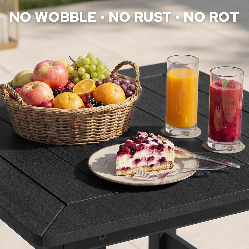 3-Piece Outdoor Bistro Bar Set, HDPE Bar Height Table & Chairs, Black