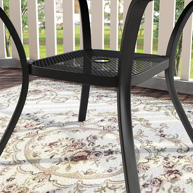 VICLLAX 47.2" Outdoor Round Patio Table for Lawn Garden, All Weather Met...