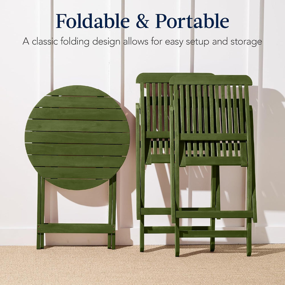 Best Choice Products 3-Piece Acacia Wood Bistro Set, Folding Patio Furniture ...