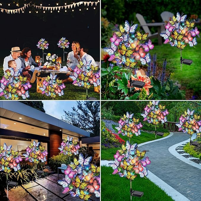 Solar Garden Lights Outdoor Waterproof Decorative Solar Lights Outdoor 8 Pack...
