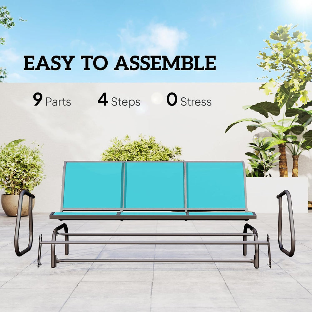 Outsunny 3-Person Patio Glider Bench Outside 3 Seats Blue
