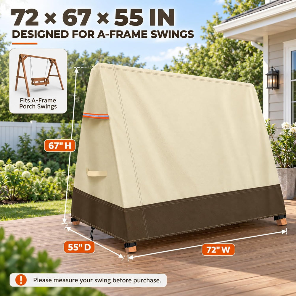 Porch Swing Covers Waterproof, Heavy Duty A Frame Swing Canopy, 72x67x55