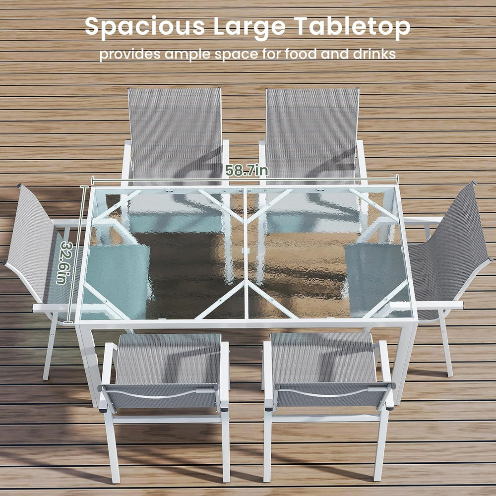 Jocoevol Outdoor Dining Set for 6 Patio Patio Table and Chairs Set 7 Piece