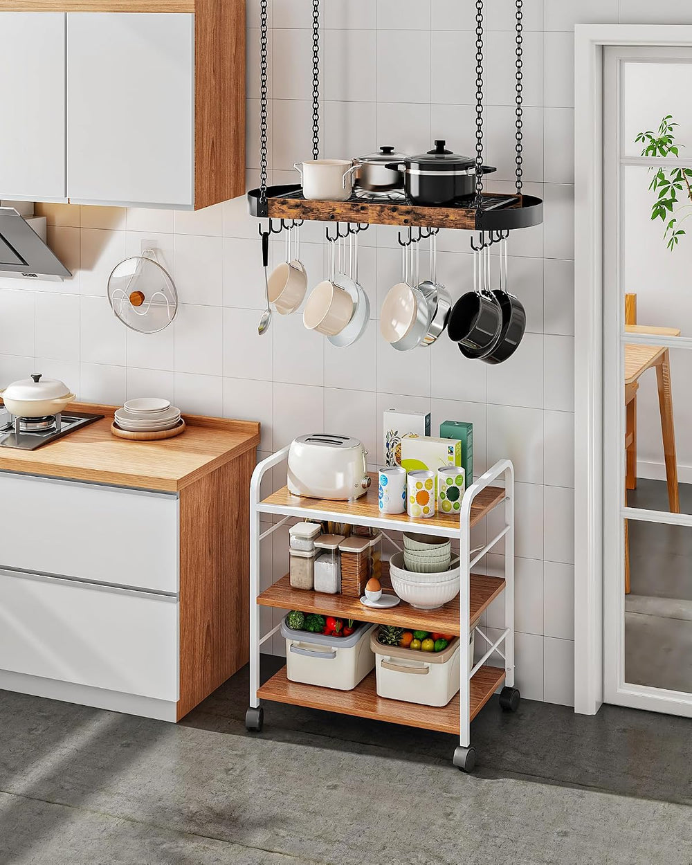 CHOEZON 31.7-Inch Hanging Pot Rack, Space-Saving Pot Hanger for Kitchen, Ceil...