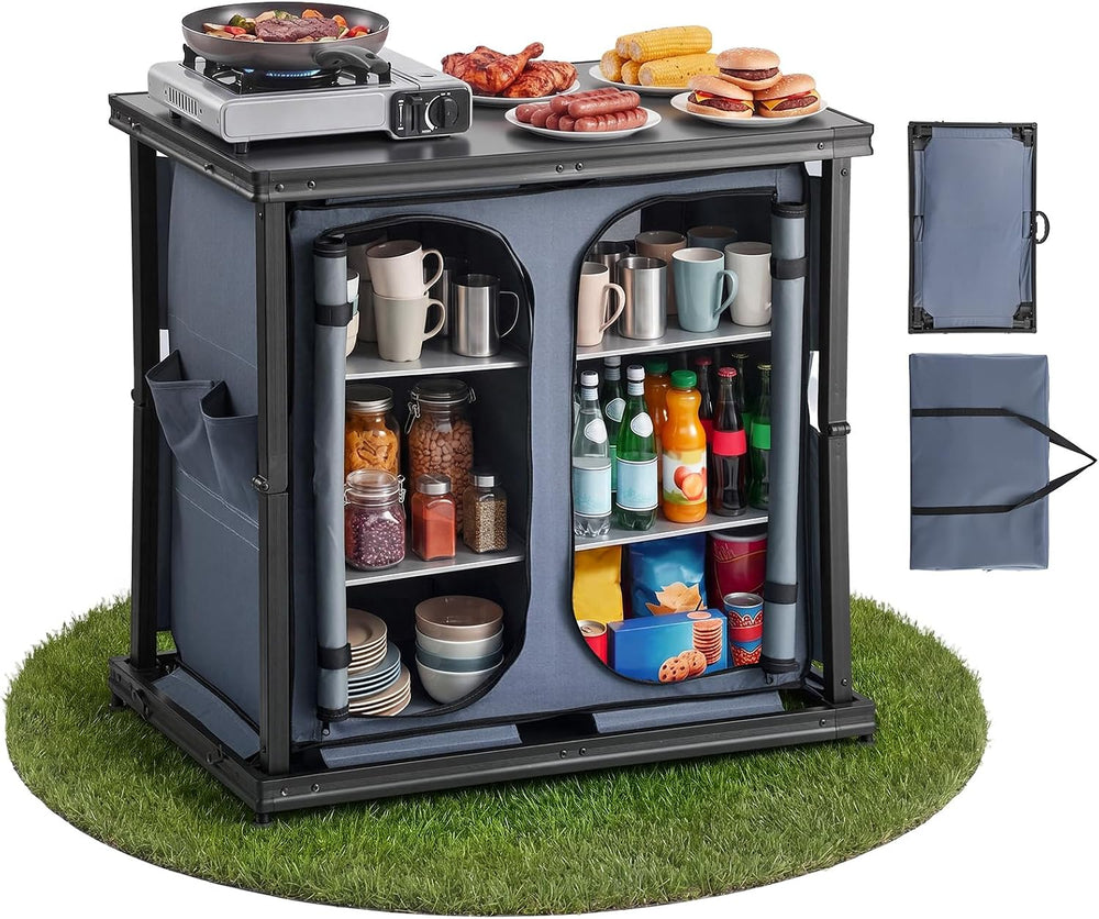 VEVOR Folding Camping Storage Cabinet, Outdoor Portable Lightweight Table