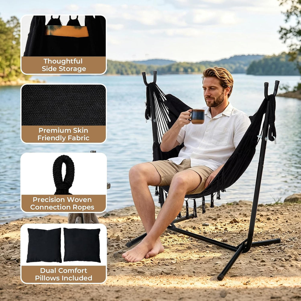 Portable Hammock Chair with Stand, Lightweight Travel Hammock Chair with Stan...