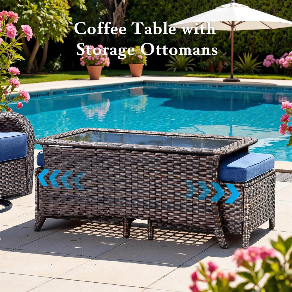Belord Luxury 6" Thick Cushioned 7 Pieces Patio Furniture Set with Outdo...