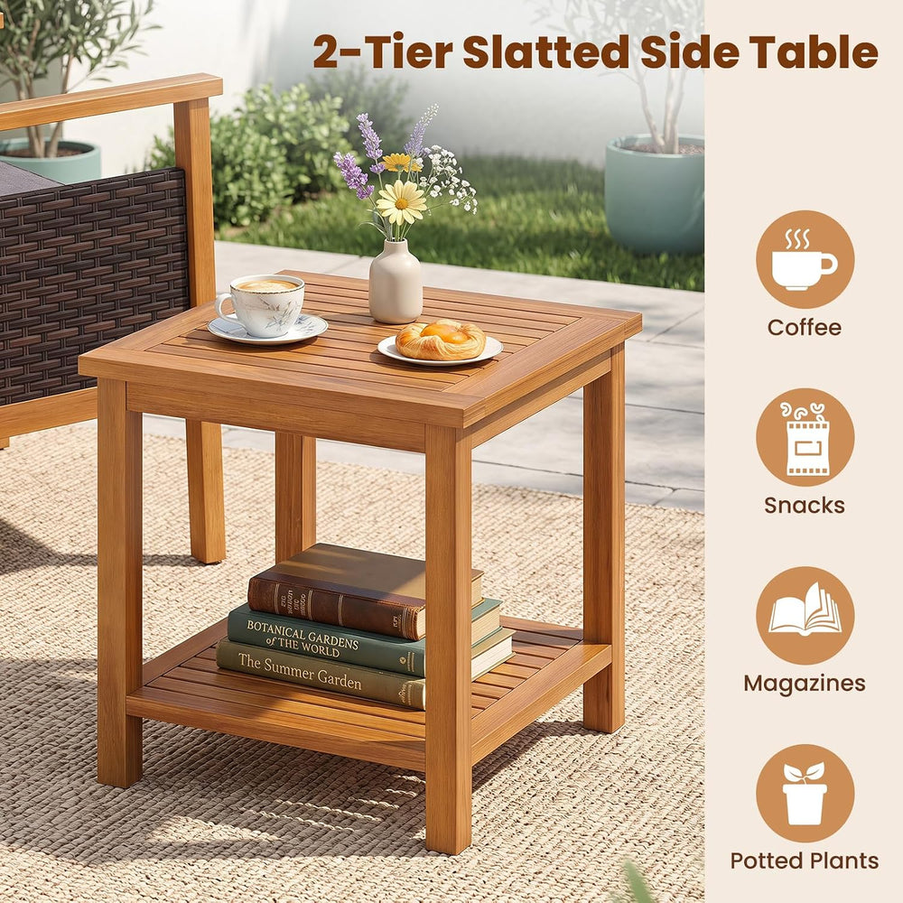 Tangkula 3 Pieces PE Wicker Patio Bistro Set (Gray)