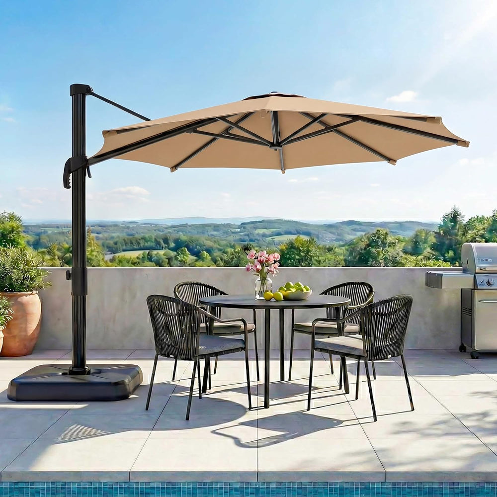 Patio Umbrella Outdoor, 10 FT Cantilever Umbrella Aluminum Offset Umbrella wi...