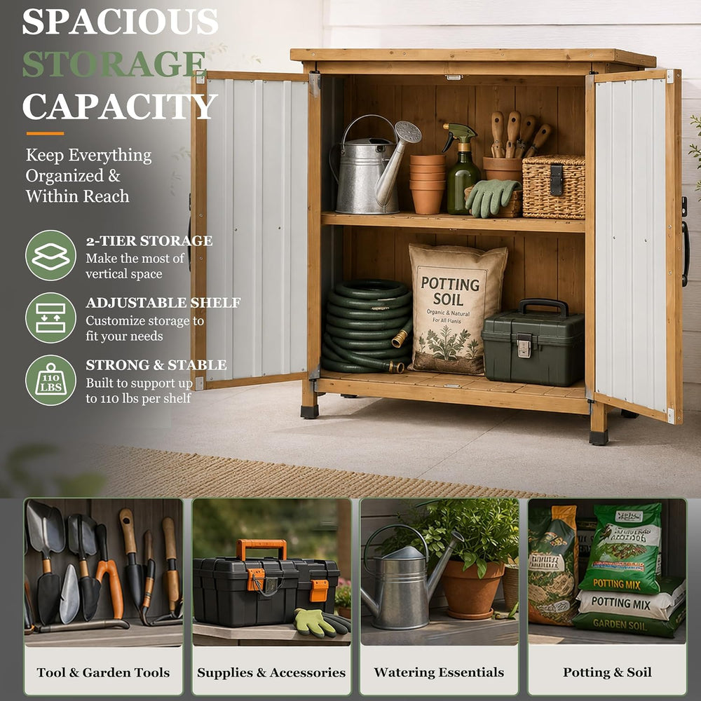 Gowoodhut Outdoor Storage Cabinet Garden Shed Box for Tools Pool Accessorie