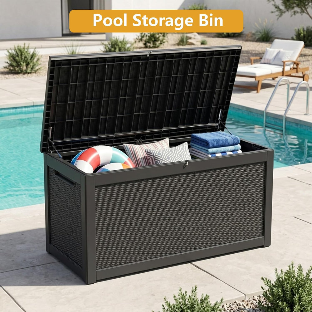 380 Gallon Outdoor Storage Box Waterproof Lockable Deck Box