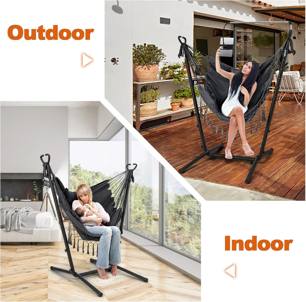 Giantex Hanging Swing with Stand - Hammock Chair with Phone Holder, Pillow, S...