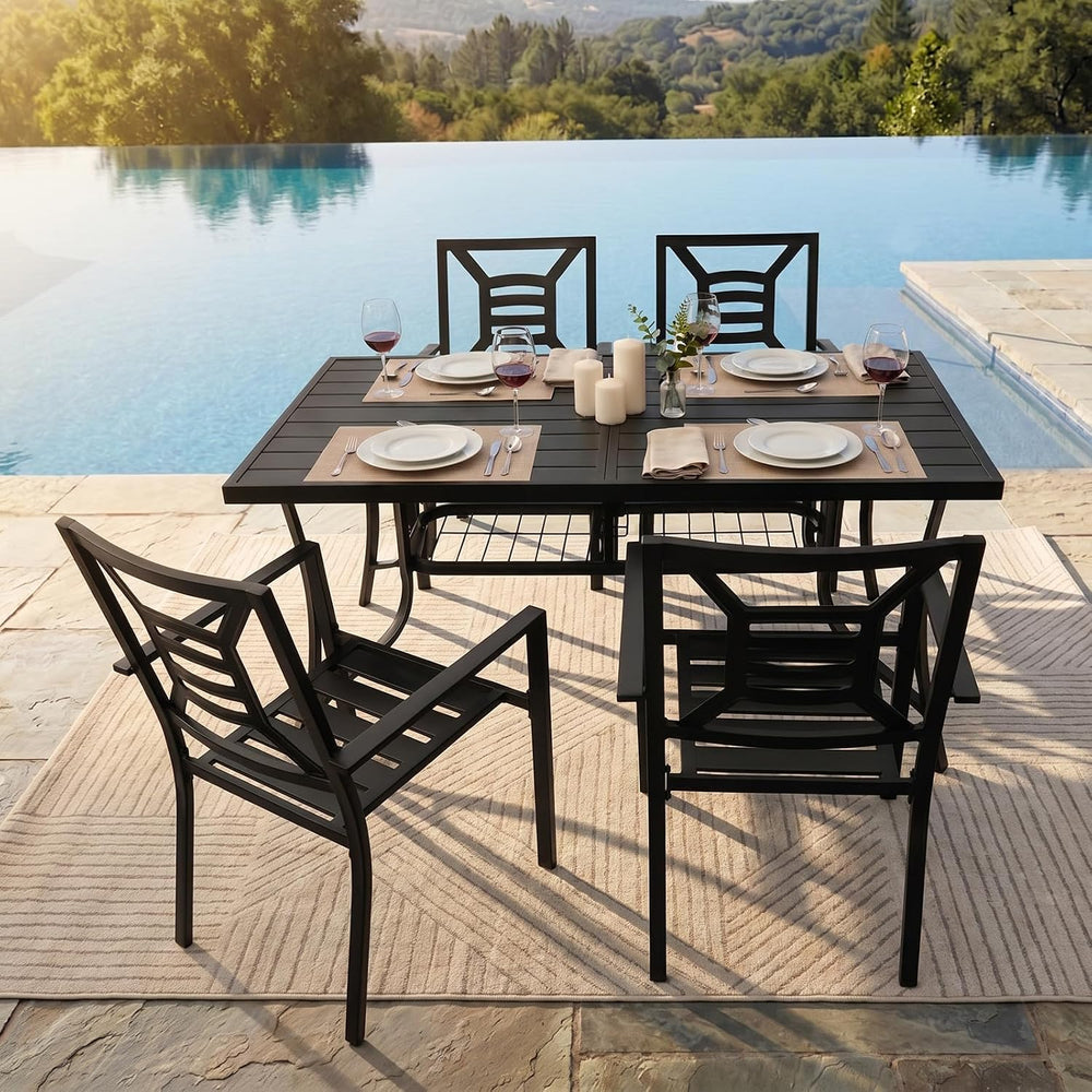 Patio Dining Chairs Set of 4, Stackable Outdoor Metal Chairs
