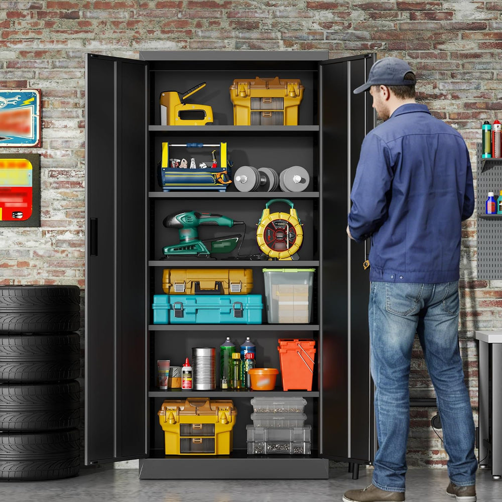 BESFUR Metal Storage Cabinet, 71" H Locking Storage Cabinet with 5 Adjus...