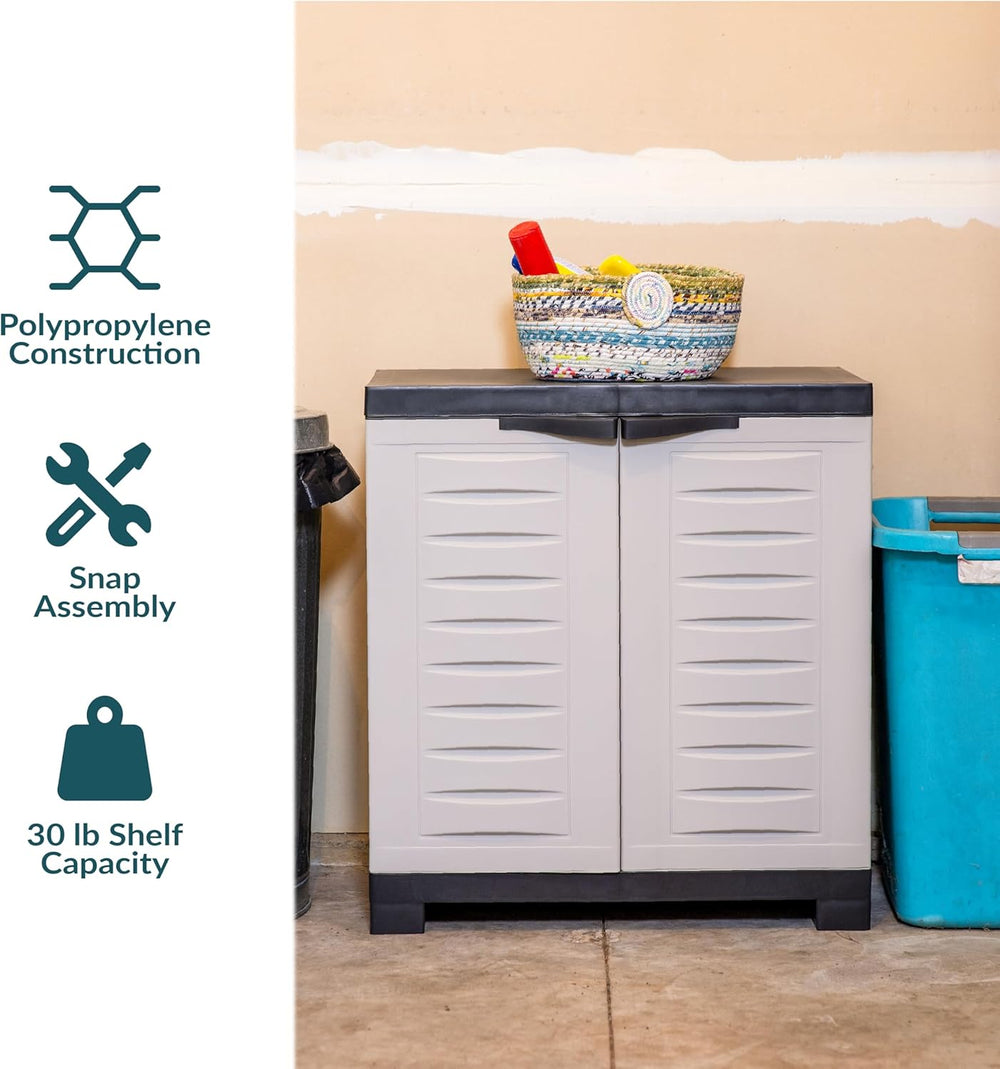 Sunnydaze 25.5" Garage Storage Cabinet with Adjustable Shelf, Gray